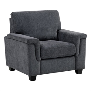 Pemberly Row Contemporary Chenille Chair in Dark Gray Finish