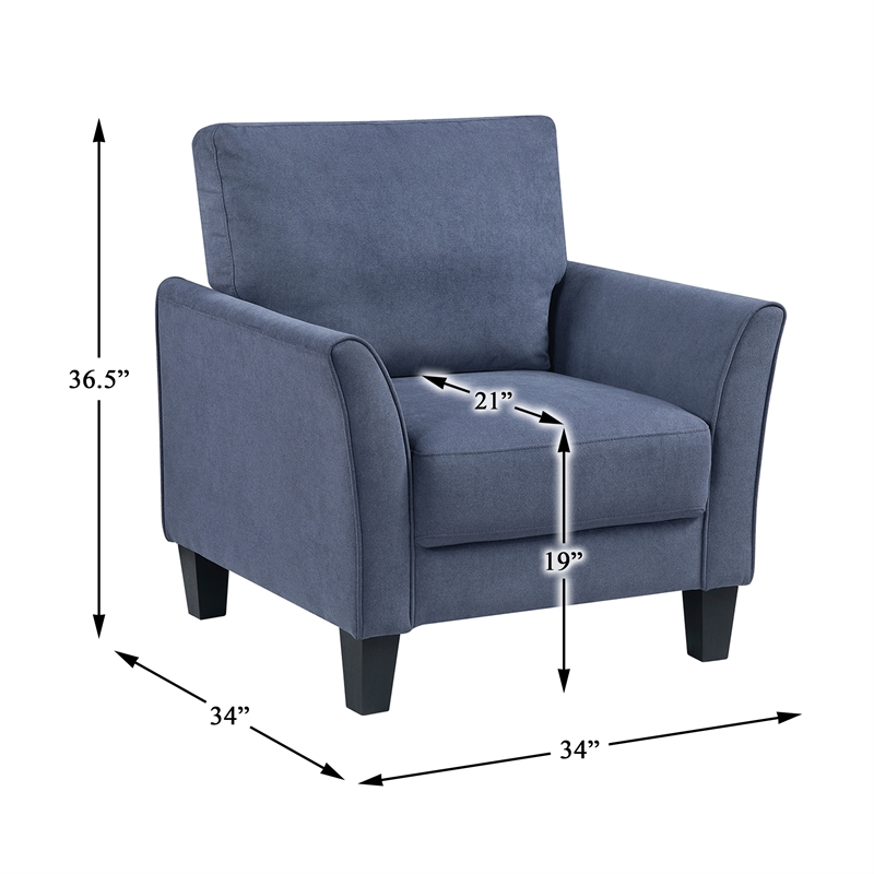Pemberly Row Contemporary Textured Fabric Chair in Blue Finish