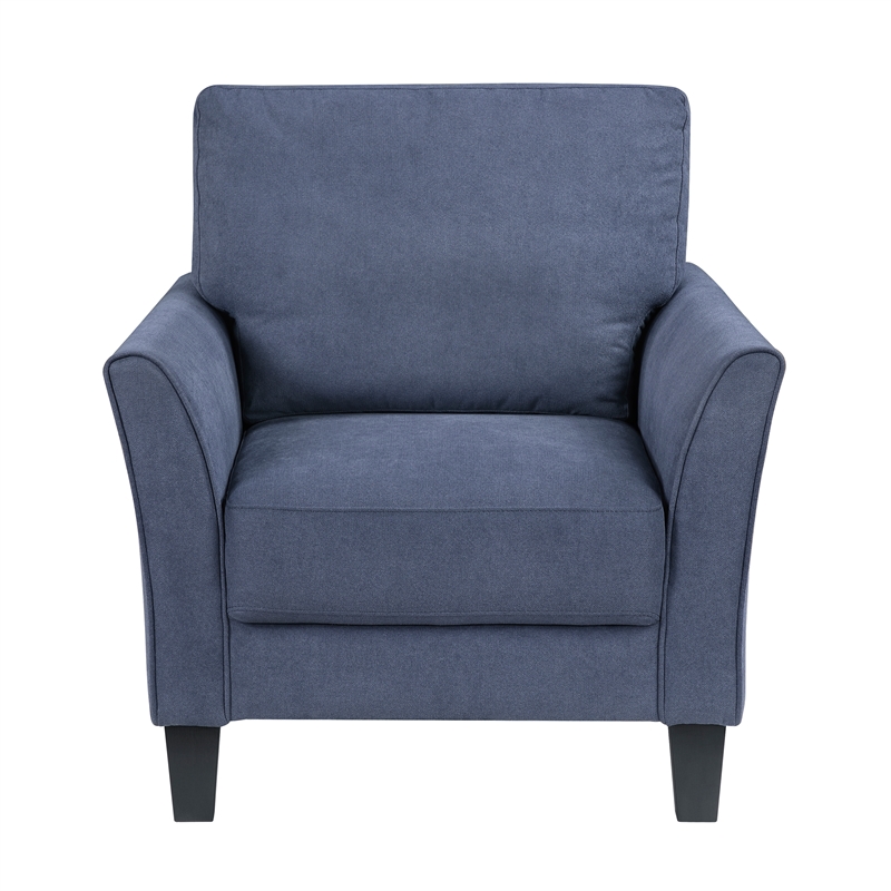 Pemberly Row Contemporary Textured Fabric Chair in Blue Finish