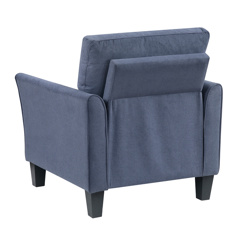 Pemberly Row Contemporary Textured Fabric Chair in Blue Finish