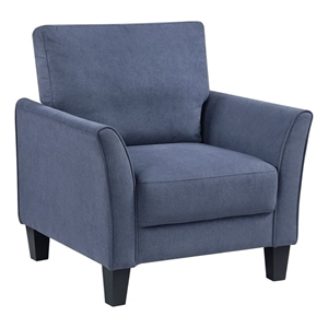 Pemberly Row Contemporary Textured Fabric Chair in Blue Finish