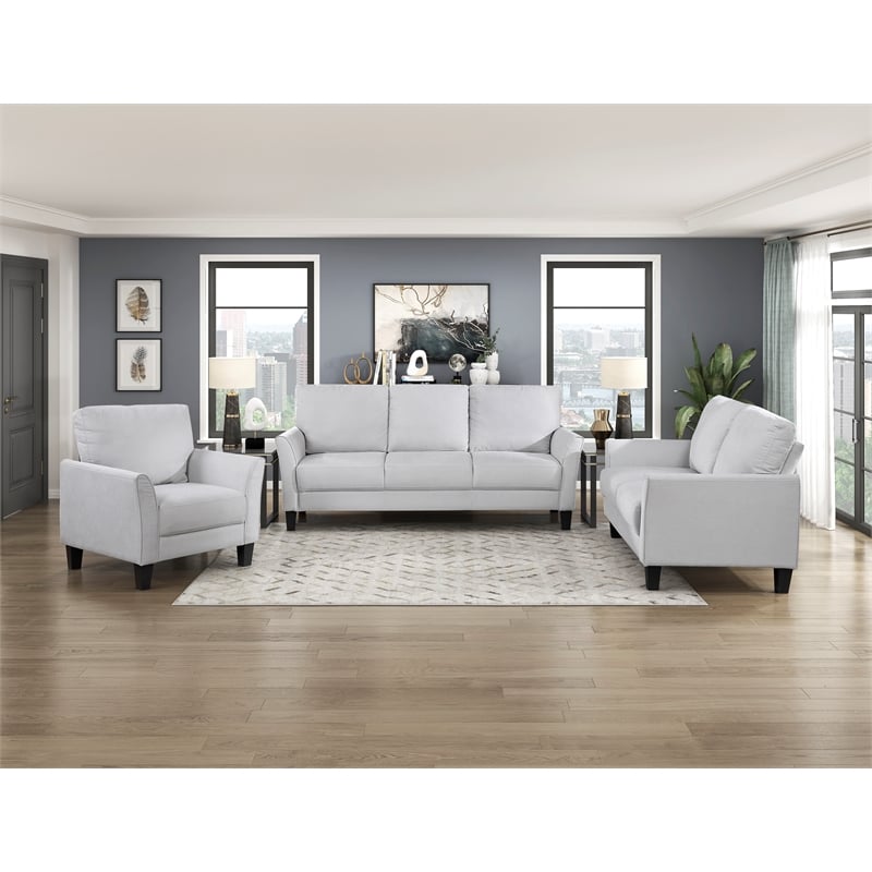 Pemberly Row Contemporary Textured Fabric Chair in Gray Finish