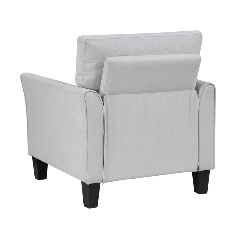 Pemberly Row Contemporary Textured Fabric Chair in Gray Finish