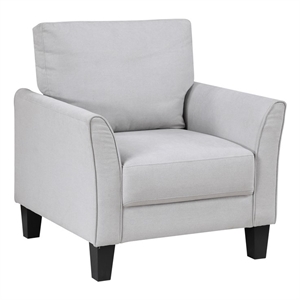 Pemberly Row Contemporary Textured Fabric Chair in Gray Finish