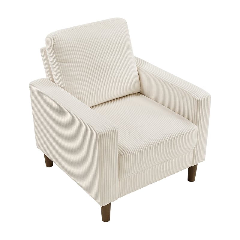 Pemberly Row Contemporary Corduroy Fabric Chair in Beige Finish