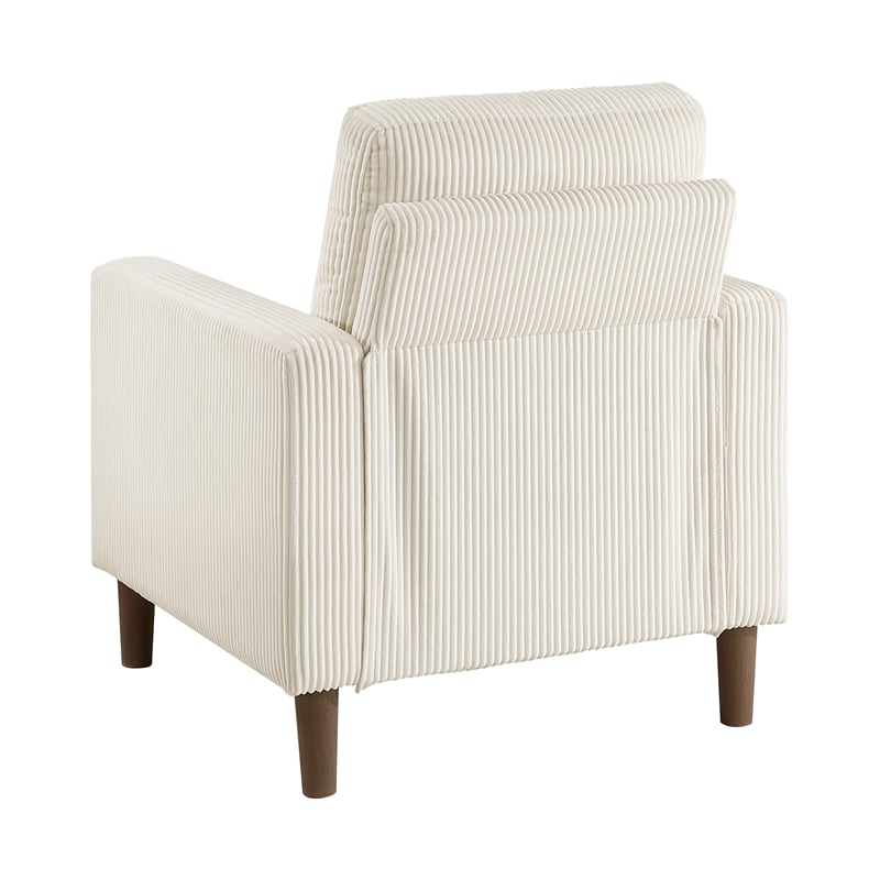Pemberly Row Contemporary Corduroy Fabric Chair in Beige Finish