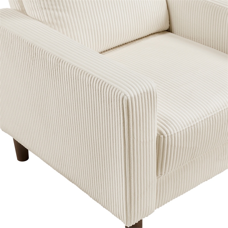 Pemberly Row Contemporary Corduroy Fabric Chair in Beige Finish