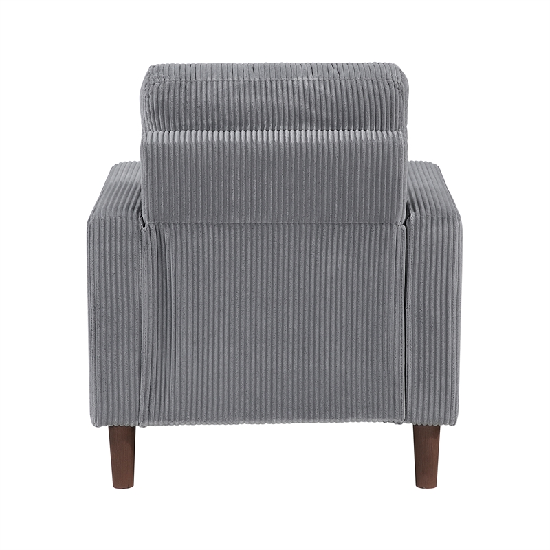 Pemberly Row Contemporary Corduroy Fabric Chair in Gray Finish