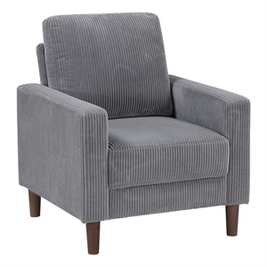 Pemberly Row Contemporary Corduroy Fabric Chair in Gray Finish