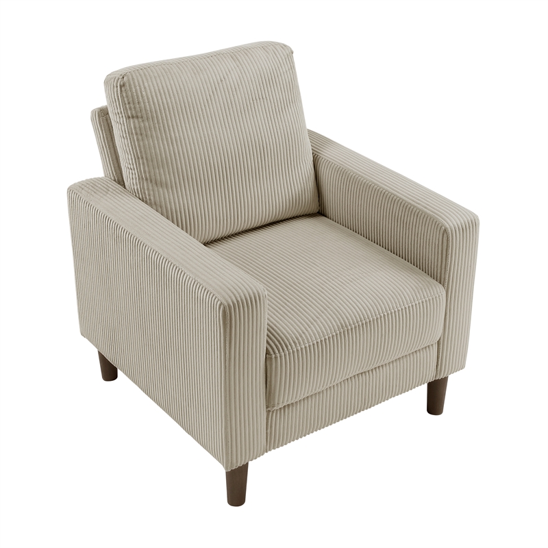 Pemberly Row Contemporary Corduroy Fabric Chair in Taupe Finish