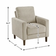 Pemberly Row Contemporary Corduroy Fabric Chair in Taupe Finish