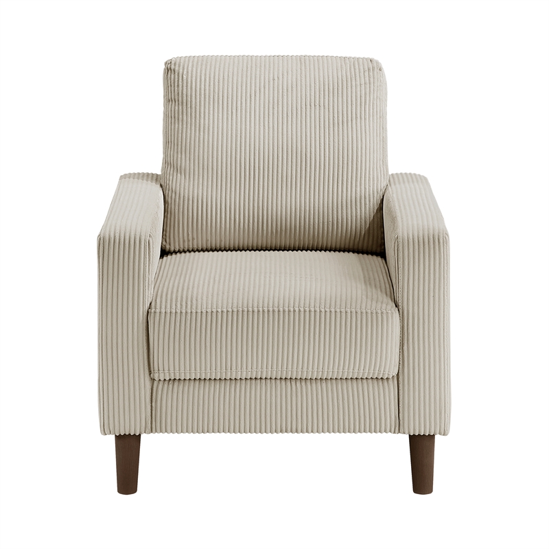 Pemberly Row Contemporary Corduroy Fabric Chair in Taupe Finish