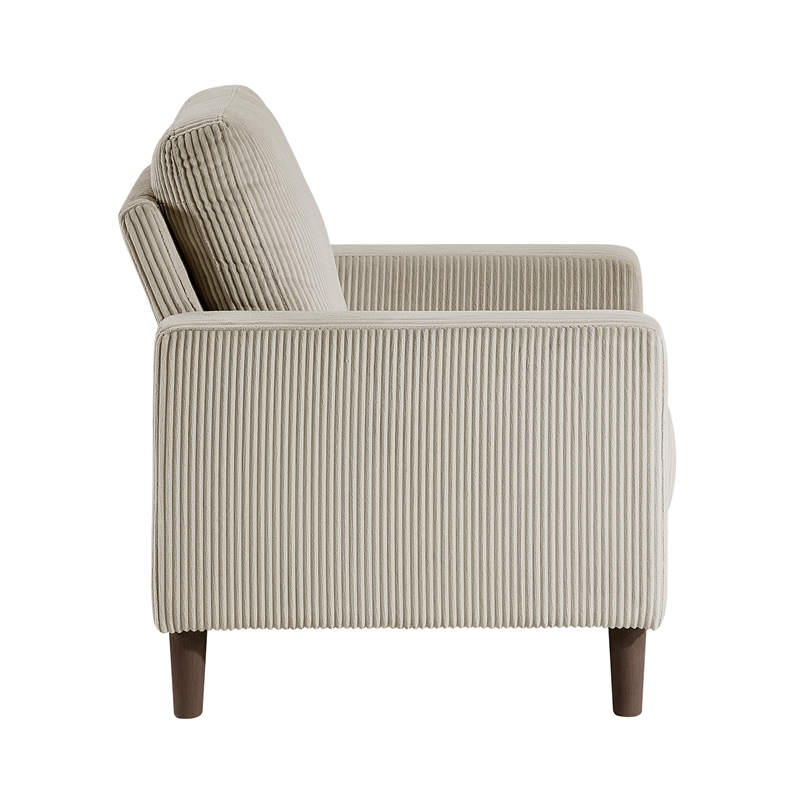 Pemberly Row Contemporary Corduroy Fabric Chair in Taupe Finish