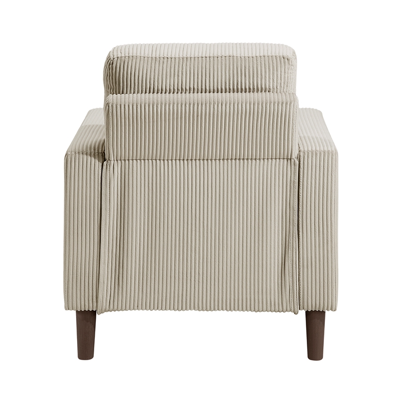 Pemberly Row Contemporary Corduroy Fabric Chair in Taupe Finish