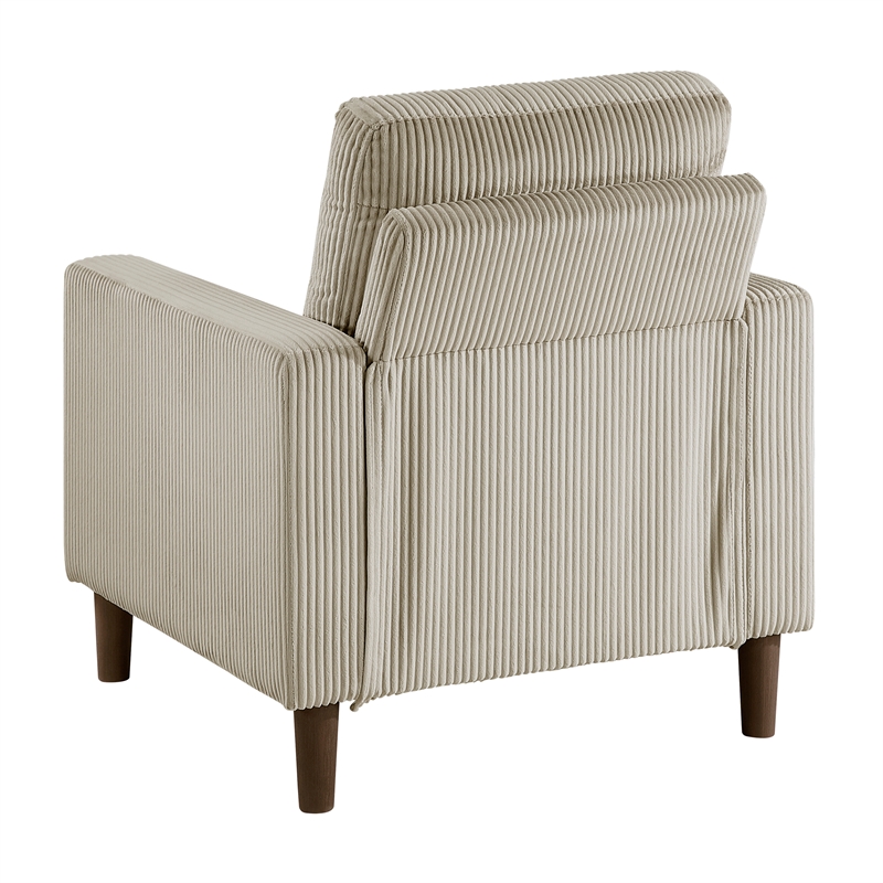 Pemberly Row Contemporary Corduroy Fabric Chair in Taupe Finish