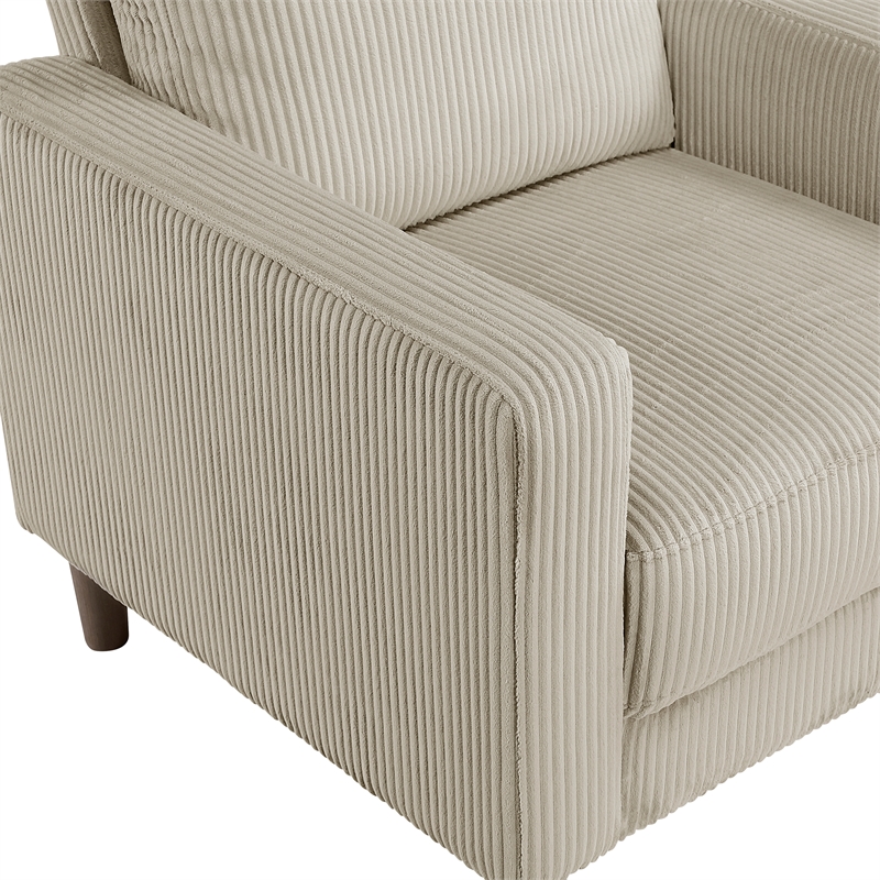 Pemberly Row Contemporary Corduroy Fabric Chair in Taupe Finish