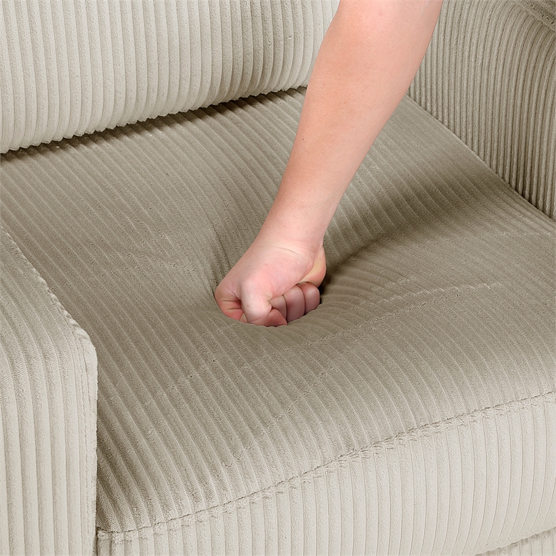 Pemberly Row Contemporary Corduroy Fabric Chair in Taupe Finish