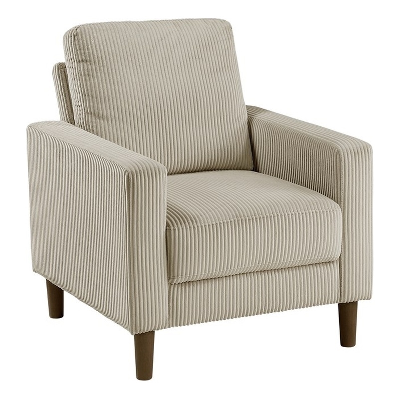 Pemberly Row Contemporary Corduroy Fabric Chair in Taupe Finish