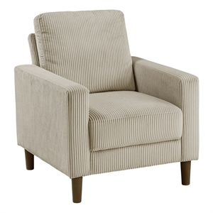 Pemberly Row Contemporary Corduroy Fabric Chair in Taupe Finish
