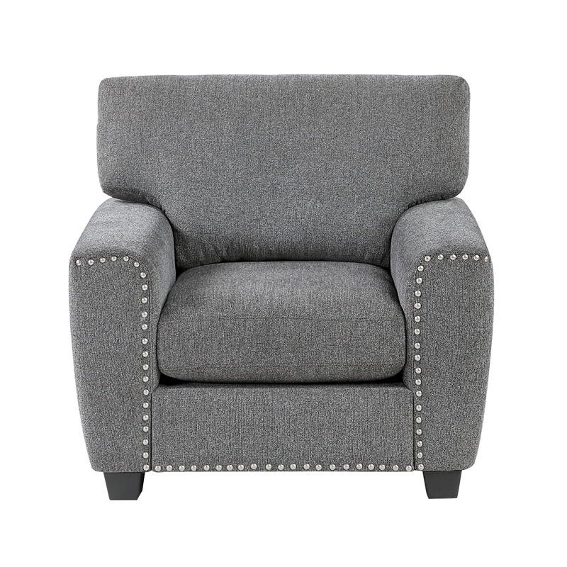 Pemberly Row Contemporary Chenille Chair in Dark Gray Finish