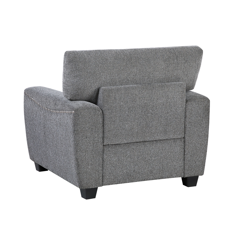 Pemberly Row Contemporary Chenille Chair in Dark Gray Finish