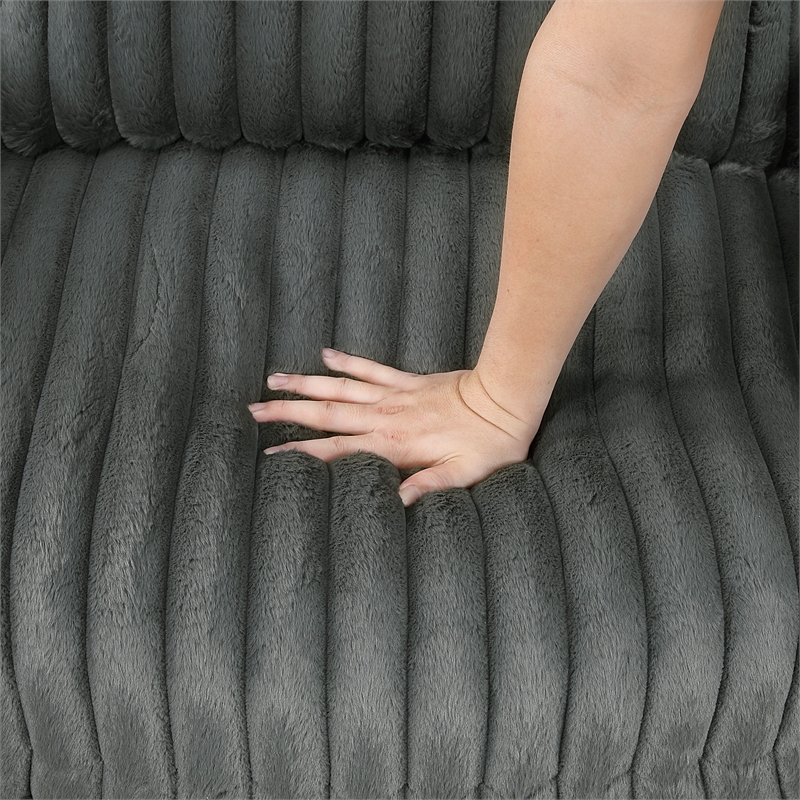Pemberly Row Contemporary Corduroy Swivel Chair in Dark Gray