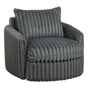 Pemberly Row Contemporary Corduroy Swivel Chair in Dark Gray