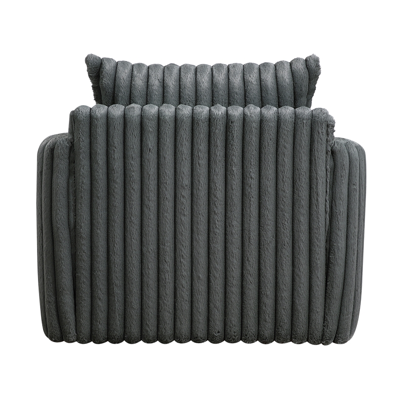 Pemberly Row Contemporary Corduroy Swivel Chair in Dark Gray