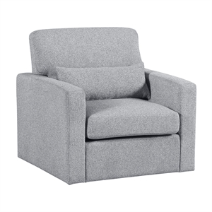 Pemberly Row Contemporary Boucle Swivel Chair in Gray Finish