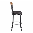 Pemberly Row Contemporary Faux Leather Swivel Pub Height Chair in Brown