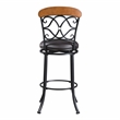 Pemberly Row Contemporary Faux Leather Swivel Pub Height Chair in Brown