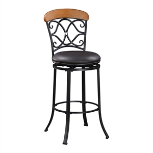 Pemberly Row Contemporary Faux Leather Swivel Pub Height Chair in Brown