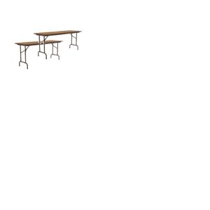 Set Of 2 24&quotW x 96&quotD Melamine Top Folding Table in Medium Oak