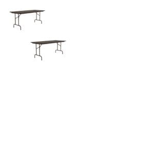 Set Of 2 24&quotW x 72&quotD  Melamine Top Folding Table in Walnut Finish