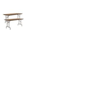 Set Of 2 30&quotW x 72&quotD Melamine Top Folding Table in Medium Oak