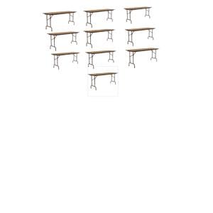Set Of 10 24&quotW x 96&quotD Melamine Top Folding Table in Medium Oak
