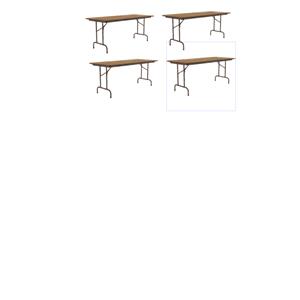 Set Of 4 30&quotW x 72&quotD Melamine Top Folding Table in Medium Oak
