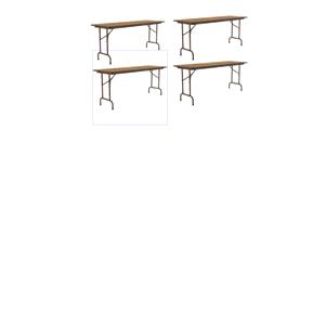 Set Of 4 24&quotW x 96&quotD Melamine Top Folding Table in Medium Oak