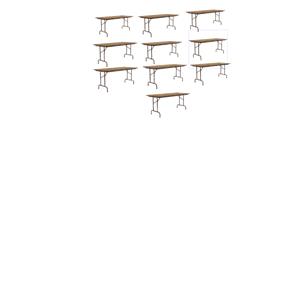 Set Of 10 30&quotW x 72&quotD Melamine Top Folding Table in Medium Oak