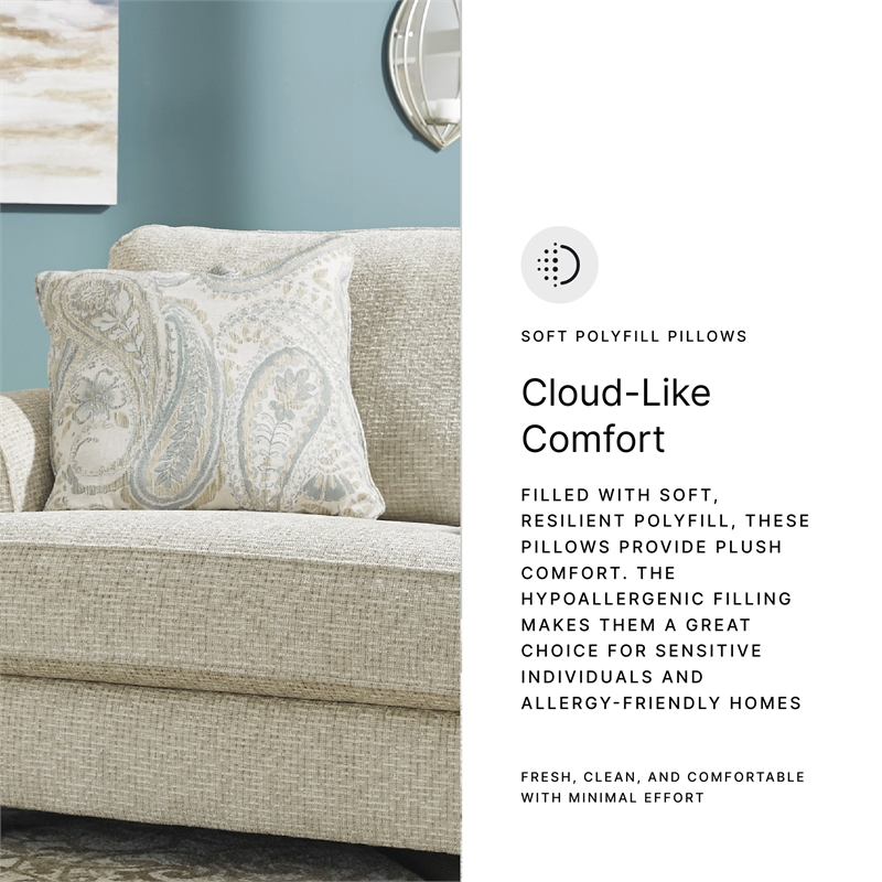 Pemberly Row Set of 3 Polyester Sofa & Loveseat & Armchair in Beige