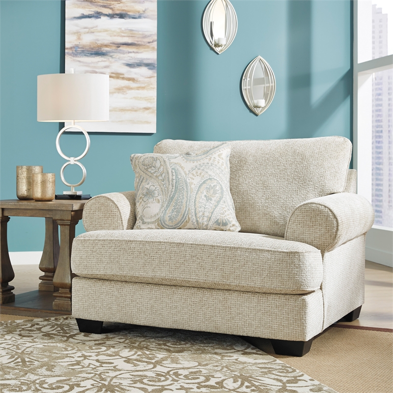 Pemberly Row Set of 3 Polyester Sofa & Loveseat & Armchair in Beige