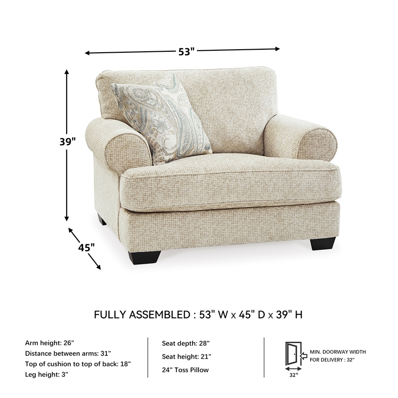 Pemberly Row Set of 3 Polyester Sofa & Loveseat & Armchair in Beige