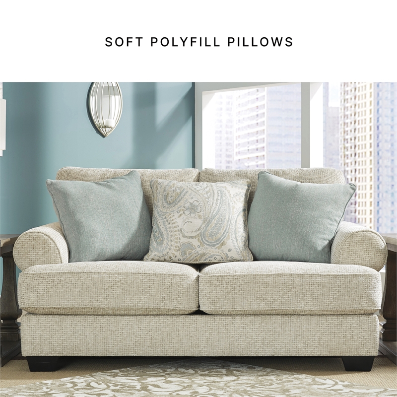 Pemberly Row Set of 3 Polyester Sofa & Loveseat & Armchair in Beige