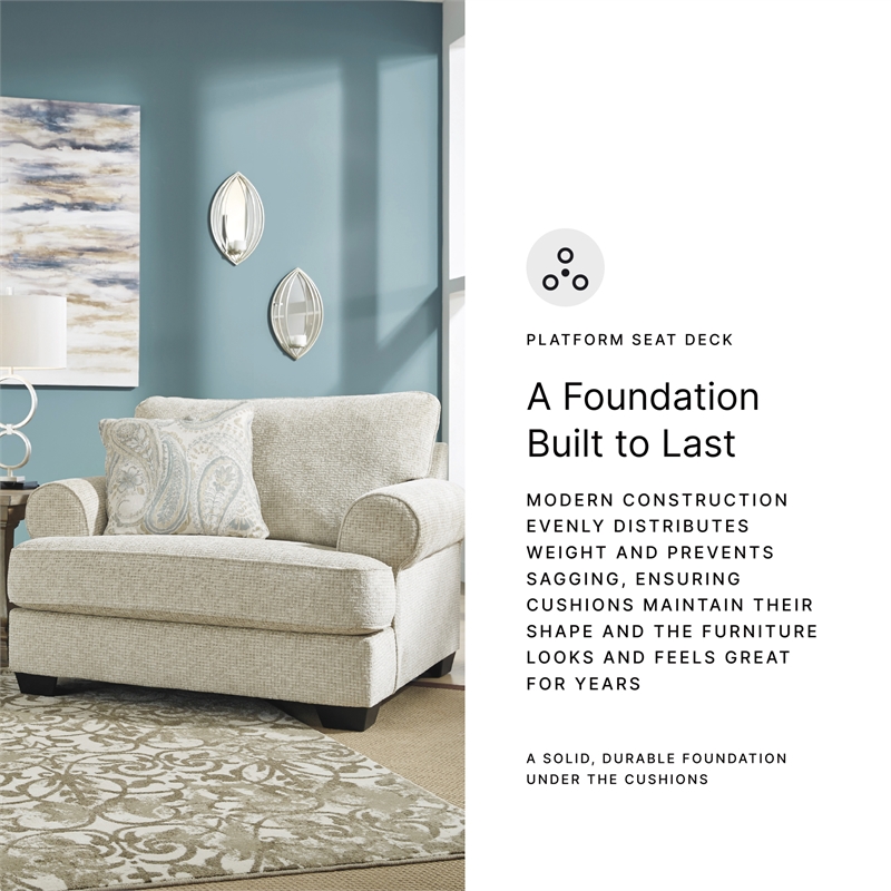 Pemberly Row Set of 3 Polyester Sofa & Loveseat & Armchair in Beige