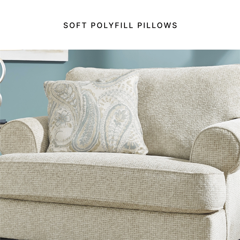 Pemberly Row Set of 3 Polyester Sofa & Loveseat & Armchair in Beige