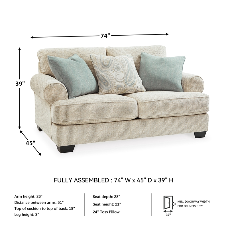 Pemberly Row Set of 3 Polyester Sofa & Loveseat & Armchair in Beige