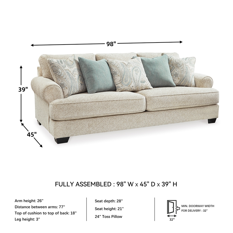 Pemberly Row Set of 3 Polyester Sofa & Loveseat & Armchair in Beige