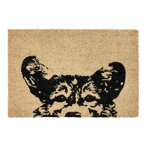 Pemberly Row 24x36&quot Coir Earnest Dog Doormat in Black and Ivory