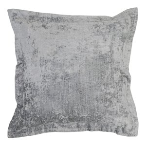 Pemberly Row 22&quot Square Transitional Velvet Throw Pillow in Gray
