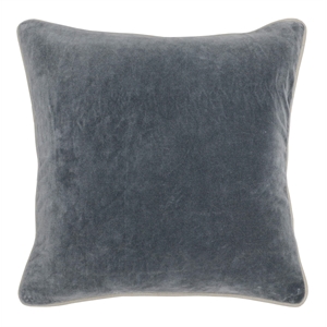 Pemberly Row 18&quot Square Transitional Cotton Velvet Pillow in Dark Gray